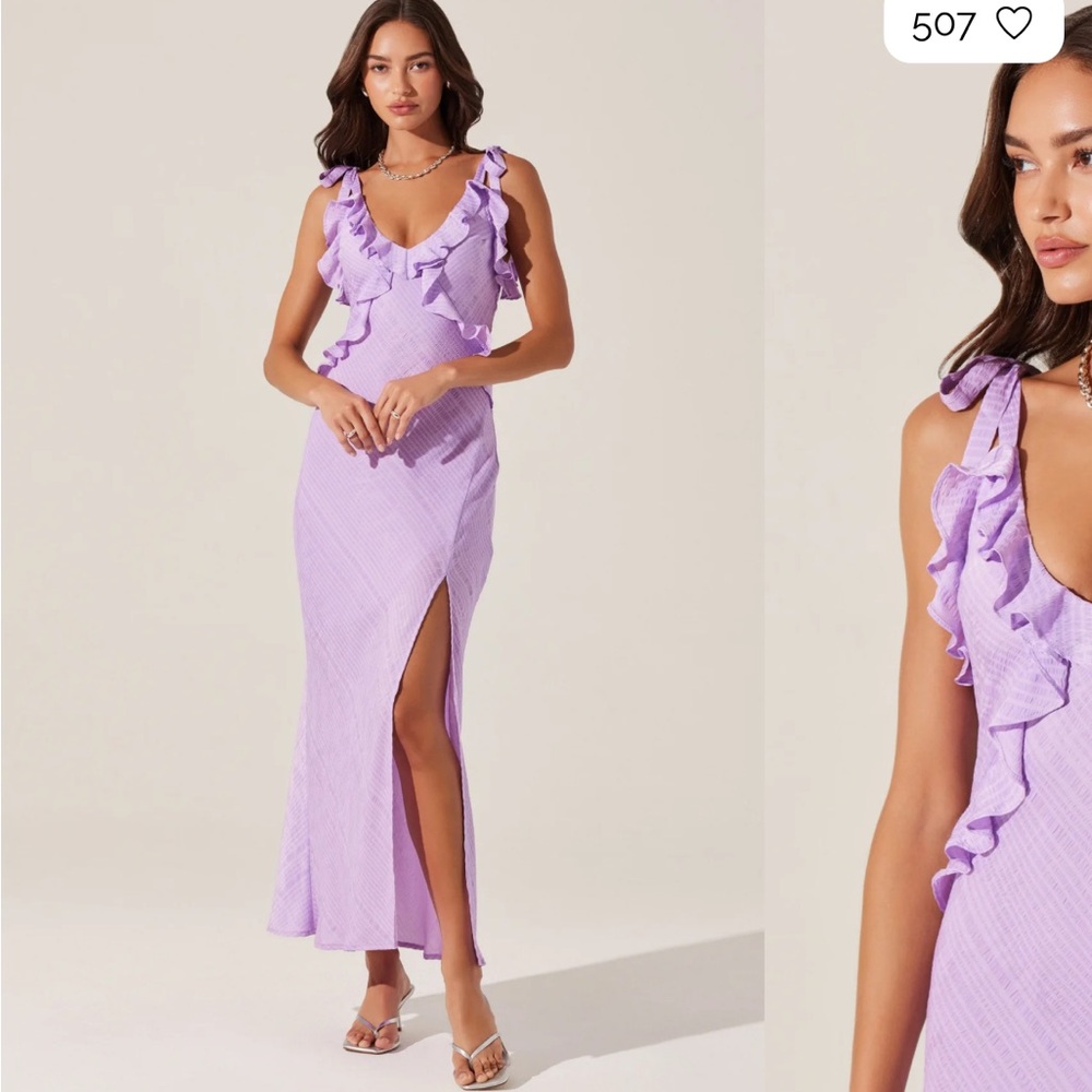 Astr Lavender Ruffle Maxi Dress